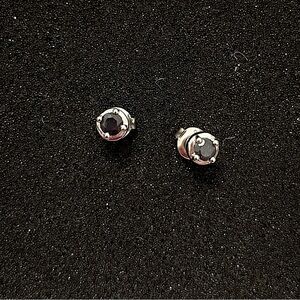Black Diamond Silver Studs Handcrafted